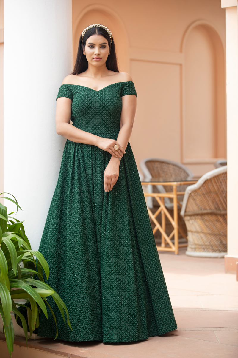 off the shoulder maxi dress blue ELARA OFF-SHOULDER MAXI DRESS – Millie Blue